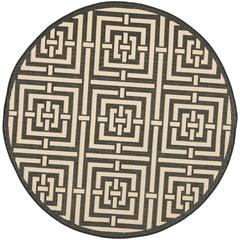 COURTYARD, BLACK / BONE, 5'-3" X 5'-3" Round, Area Rug, CY6937-26-5R