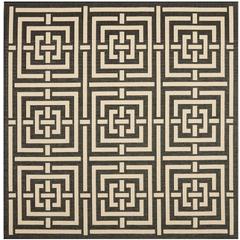 COURTYARD, BLACK / BONE, 6'-7" X 6'-7" Square, Area Rug, CY6937-26-7SQ
