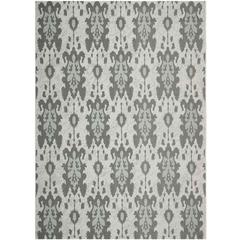 COURTYARD, LTGY ANTHRACITE / AQUA WEFT, 8' X 11', Area Rug