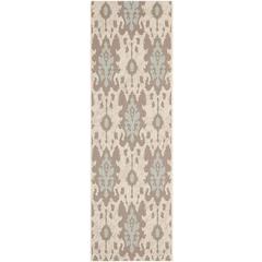 COURTYARD, BEIGE DK BEIGE / AQUA WEFT, 2'-7" X 8'-2", Area Rug