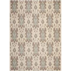 COURTYARD, BEIGE DK BEIGE / AQUA WEFT, 8' X 11', Area Rug