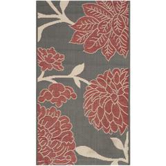 COURTYARD, ANTHRACITE / RED, 2' X 3'-7", Area Rug