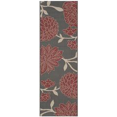 COURTYARD, ANTHRACITE / RED, 2'-3" X 6'-7", Area Rug