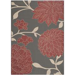 COURTYARD, ANTHRACITE / RED, 5'-3" X 7'-7", Area Rug
