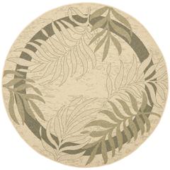COURTYARD, CREAM / GREEN, 5'-3" X 5'-3" Round, Area Rug, CY7836-14A5-5R