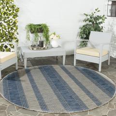 COURTYARD, GREY / NAVY, 6'-7" X 6'-7" Round, Area Rug, CY8464-36812-7R