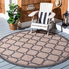 COURTYARD, NATURAL / BLACK, 6'-7" X 6'-7" Round, Area Rug, CY8471-37312-7R