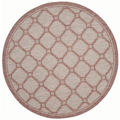 COURTYARD, RED / BEIGE, 6'-7" X 6'-7" Round, Area Rug, CY8474-36521-7R