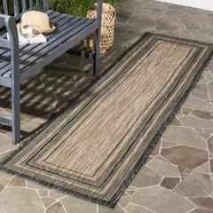 COURTYARD, NATURAL / BLACK, 2'-3" X 10', Area Rug, CY8475-37312-210