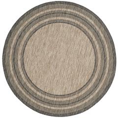 COURTYARD, NATURAL / BLACK, 6'-7" X 6'-7" Round, Area Rug, CY8475-37312-7R
