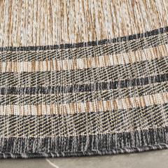 COURTYARD, NATURAL / BLACK, 5'-3" X 5'-3" Round, Area Rug, CY8475-37312-5R