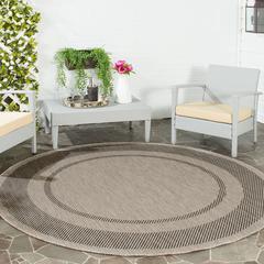 COURTYARD, BEIGE / BLACK, 5'-3" X 5'-3" Round, Area Rug, CY8477-36612-5R