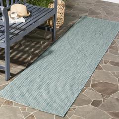 COURTYARD, AQUA / GREY, 2'-3" X 10', Area Rug, CY8521-37121-210