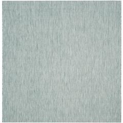 COURTYARD, AQUA / GREY, 5'-3" X 5'-3" Square, Area Rug