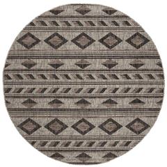 COURTYARD, GREY / BLACK, 6'-7" X 6'-7" Round, Area Rug, CY8529-37612-7R