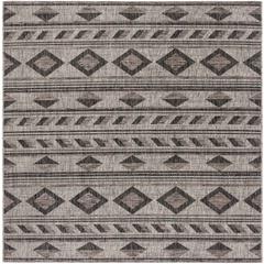 COURTYARD, GREY / BLACK, 6'-7" X 6'-7" Square, Area Rug, CY8529-37612-7SQ