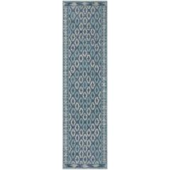 COURTYARD, NAVY / AQUA, 2'-3" X 10', Area Rug