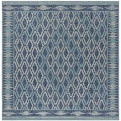 COURTYARD, NAVY / AQUA, 5'-3" X 5'-3" Square, Area Rug