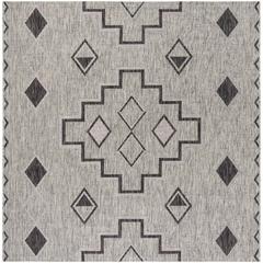 COURTYARD, GREY / BLACK, 5'-3" X 5'-3" Square, Area Rug