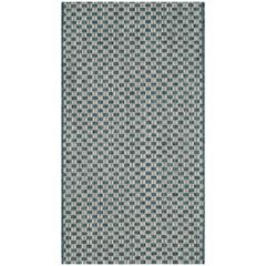 COURTYARD, TURQUOISE / LIGHT GREY, 2' X 3'-7", Area Rug