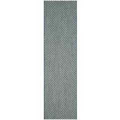 COURTYARD, TURQUOISE / LIGHT GREY, 2'-3" X 10', Area Rug