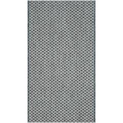 COURTYARD, TURQUOISE / LIGHT GREY, 2'-7" X 5', Area Rug