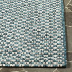 COURTYARD, TURQUOISE / LIGHT GREY, 4' X 5'-7", Area Rug