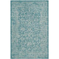 COURTYARD, TURQUOISE, 4' X 5'-7", Area Rug