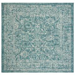 COURTYARD, TURQUOISE, 5'-3" X 7'-7", Area Rug