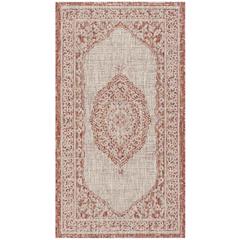 COURTYARD, LIGHT BEIGE / TERRACOTTA, 2'-7" X 5', Area Rug