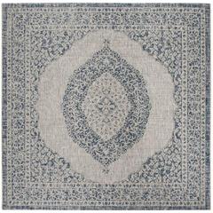 COURTYARD, LIGHT GREY / BLUE, 6'-7" X 6'-7" Square, Area Rug, CY8751-36812-7SQ