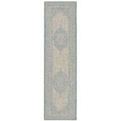 COURTYARD, LIGHT GREY / AQUA, 2'-3" X 12', Area Rug, CY8751-37112-212