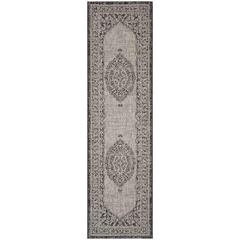 COURTYARD, LIGHT GREY / BLACK, 2'-3" X 12', Area Rug