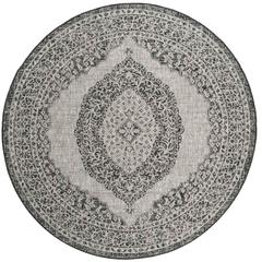 COURTYARD, LIGHT GREY / BLACK, 6'-7" X 6'-7" Round, Area Rug, CY8751-37612-7R