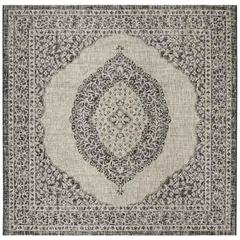 COURTYARD, LIGHT GREY / BLACK, 6'-7" X 6'-7" Square, Area Rug, CY8751-37612-7SQ