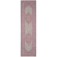 COURTYARD, LIGHT GREY / FUCHSIA, 2'-3" X 10', Area Rug