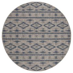 COURTYARD, GREY / NAVY, 6'-7" X 6'-7" Round, Area Rug, CY8863-36812-7R