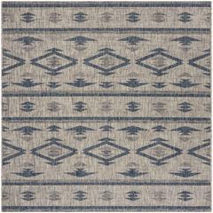 COURTYARD, GREY / NAVY, 6'-7" X 6'-7" Square, Area Rug, CY8863-36812-7SQ