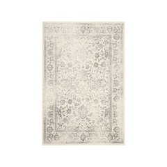 Ivory and Silver Area Rug with Power Loomed Design and Plush Polypropylene Pile