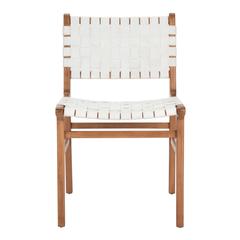 Taika Woven Leather Dining Chair, White/Natural