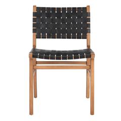 Taika Woven Leather Dining Chair, Black/Natural