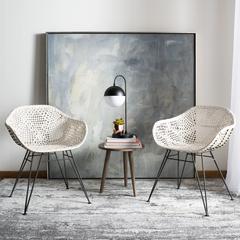 Jadis Leather Woven Dining Chair, White/Grey
