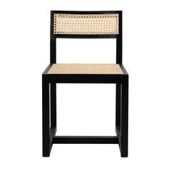 Bernice Cane Dining Chair, Black/Natural