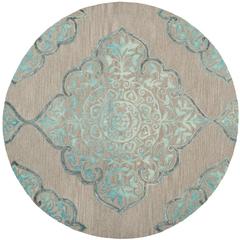 DIP DYE, GREY / TURQUOISE, 7' X 7' Round, Area Rug, DDY510C-7R