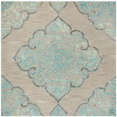 DIP DYE, GREY / TURQUOISE, 7' X 7' Square, Area Rug, DDY510C-7SQ