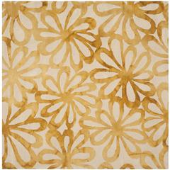 DIP DYE, BEIGE / GOLD, 7' X 7' Square, Area Rug