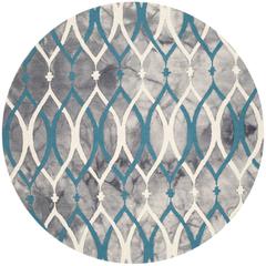 DIP DYE, GREY / IVORY BLUE, 7' X 7' Round, Area Rug
