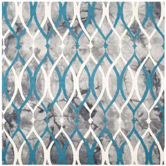DIP DYE, GREY / IVORY BLUE, 7' X 7' Square, Area Rug
