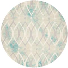 DIP DYE, GREEN / IVORY GREY, 7' X 7' Round, Area Rug
