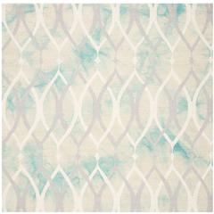 DIP DYE, GREEN / IVORY GREY, 7' X 7' Square, Area Rug